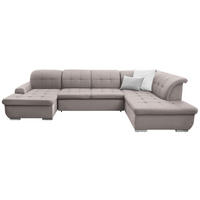 WOHNLANDSCHAFT in Flachgewebe Taupe  - Taupe/Silberfarben, Design, Textil/Metall (145/342/208cm) - Cantus