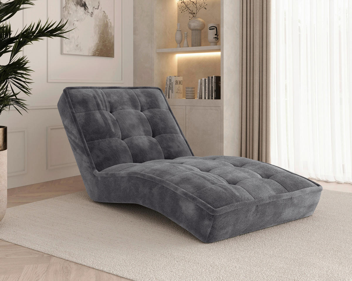 RELAXLIEGE Chenille Grau  - Schwarz/Grau, MODERN, Kunststoff/Textil (73/79/170cm) - Milino