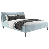 POLSTERBETT 180/200 cm  in Hellblau  - Schwarz/Hellblau, Design, Textil/Metall (180/200cm) - Lomoco