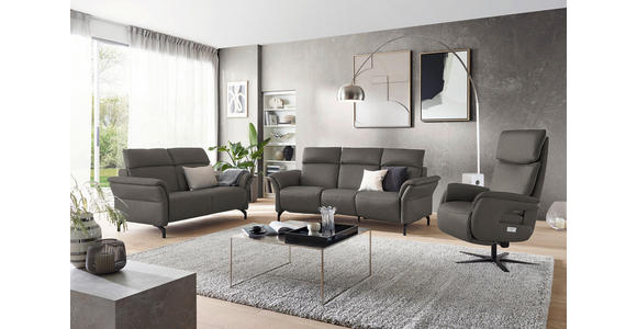 TRAPEZSOFA in Mikrofaser Schieferfarben - Schieferfarben/Schwarz, KONVENTIONELL, Textil/Metall (221/103/95cm) - Dieter Knoll