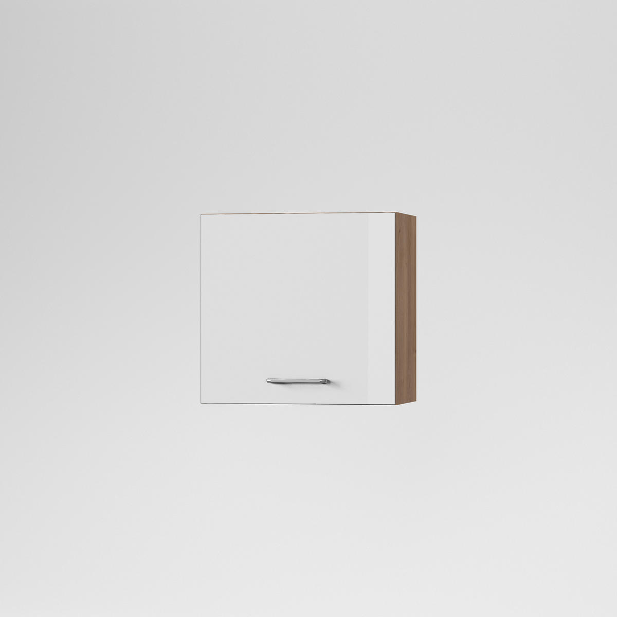 KONYHAI FALISZEKRÉNY - tölgyfa/magasfényű fehér, Basics, fa/fém (60/60/33cm) - Carryhome