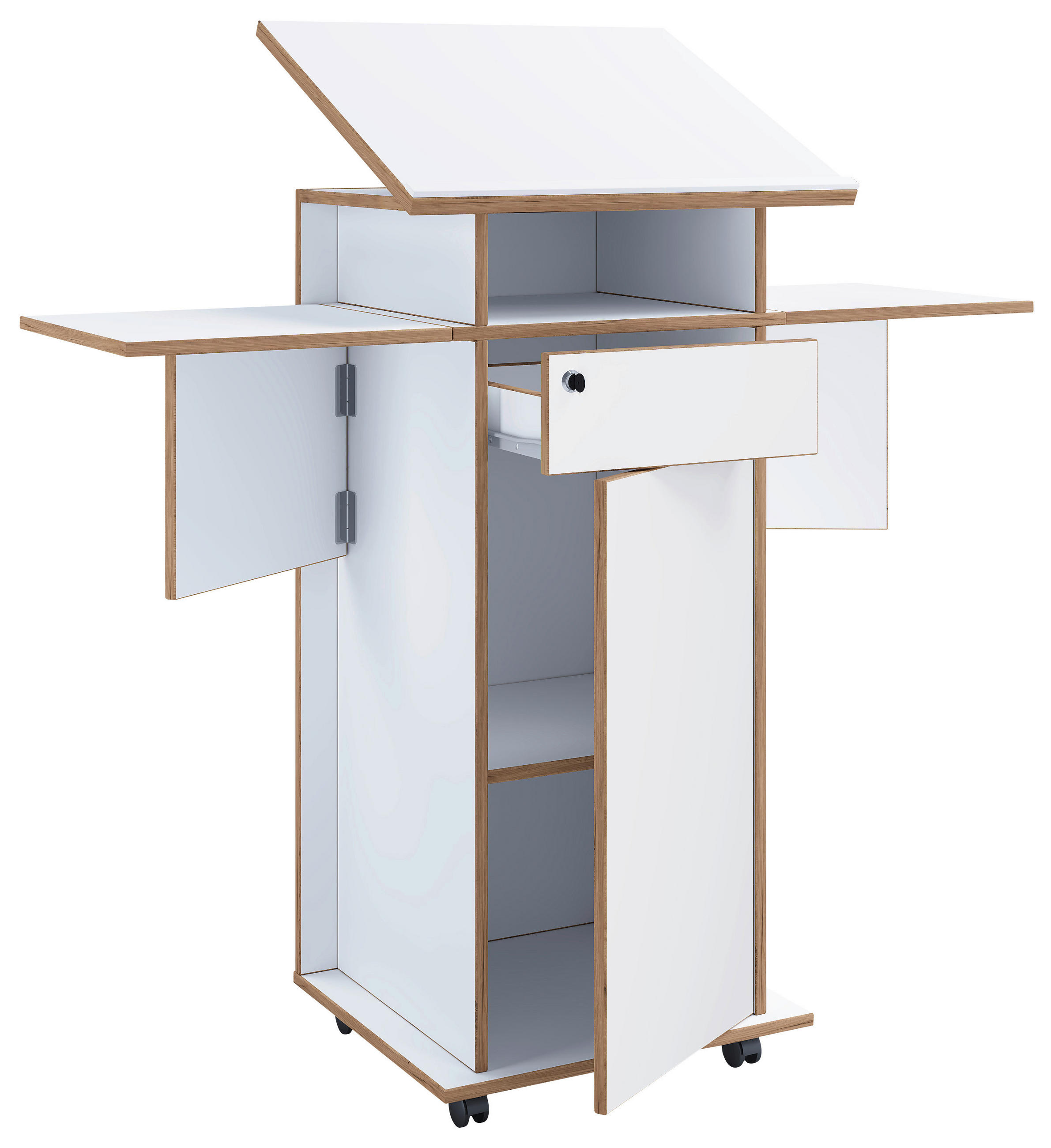 Stehpult Salia Weiß, Honigeiche B: 123 cm