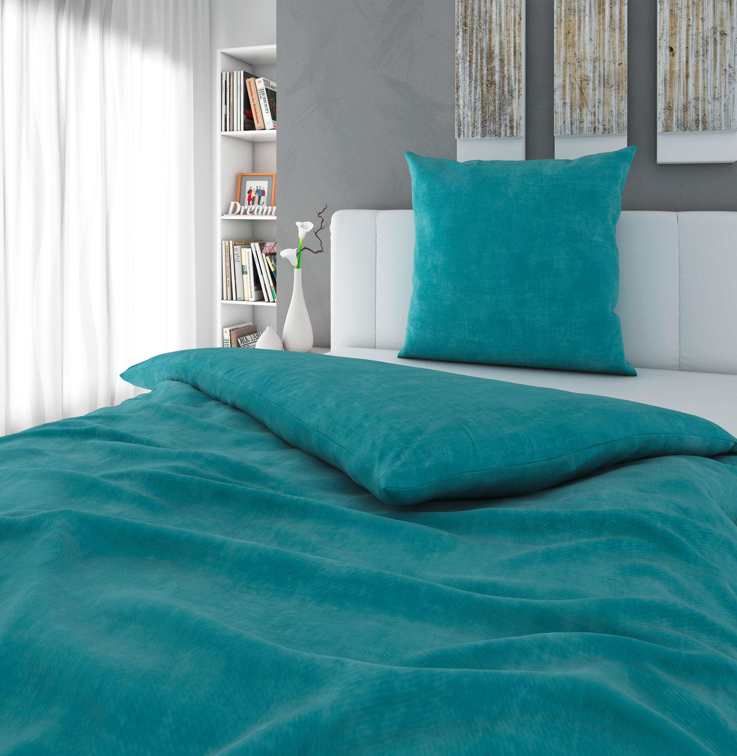 BETTWÄSCHE Stowa Renforcé 155/220 cm  - Petrol, KONVENTIONELL, Textil (155/220cm) - Novel