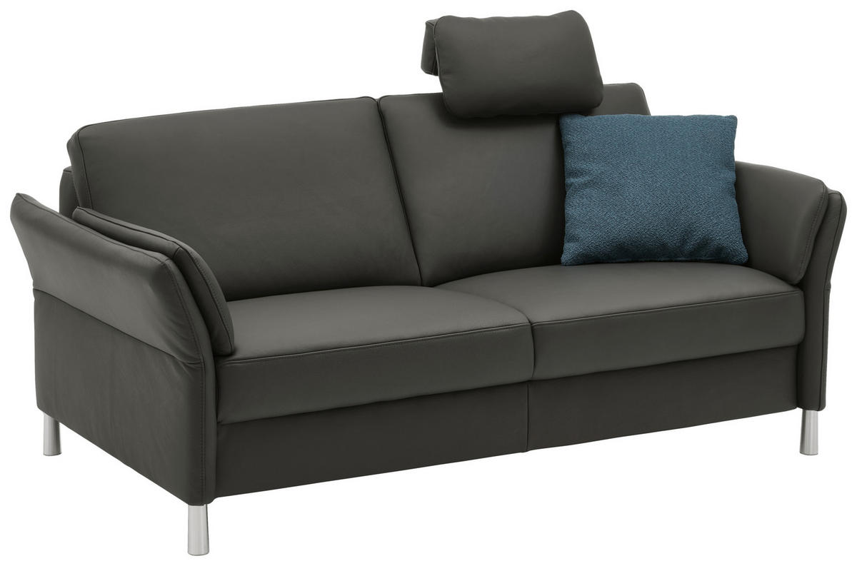 TROJMIESTNA POHOVKA, antracitová, pravá koža - antracitová/hliníková, Design, kov/koža (190/82/99cm) - Dieter Knoll