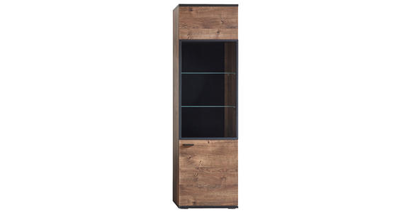 VITRINE in Eichefarben, Dunkelgrau - Dunkelgrau/Eichefarben, KONVENTIONELL, Glas/Holzwerkstoff (60/206/37cm) - Cantus
