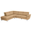 ECKSOFA in Echtleder Honig  - Alufarben/Honig, Design, Leder/Metall (242/271cm) - Cantus