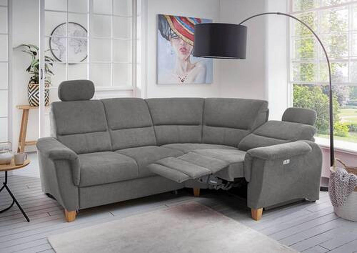 ECKSOFA in Struktur Dunkelgrau  - Wildeiche/Dunkelgrau, Konventionell, Holz/Textil (237/186cm) - Livetastic