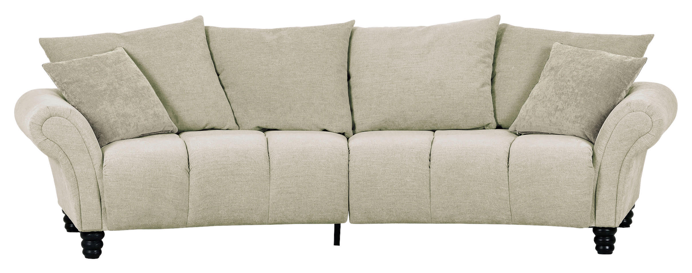 BIGSOFA Flachgewebe Beige  - Beige/Schwarz, Konventionell, Holz/Textil (290/78/115cm) - Carryhome