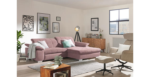ECKSOFA in Mikrofaser Altrosa 265/180 cm - Chromfarben/Altrosa, Design, Textil/Metall (265/180cm) - Carryhome