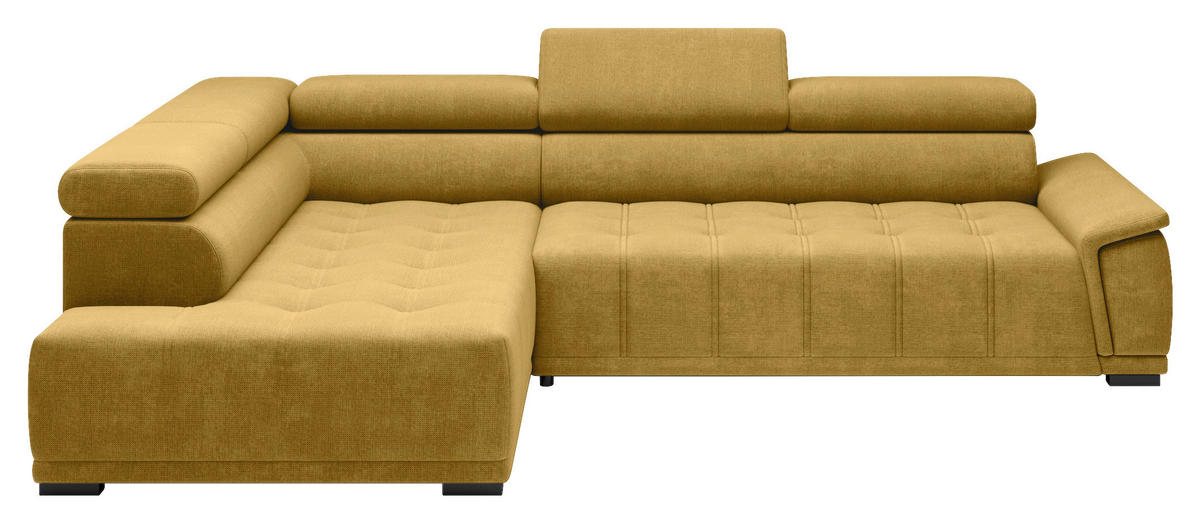 HÖRNSOFFA i chenille, vävt tyg senapsgul  - svart/senapsgul, Modern, textil/plast (206/283cm) - MID.YOU