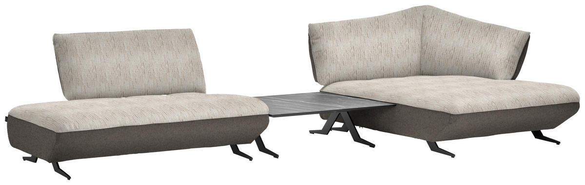 ECKSOFA in Webstoff, Struktur Sandfarben, Beige  - Sandfarben/Anthrazit, Design, Textil/Metall (265/172cm) - Joop!