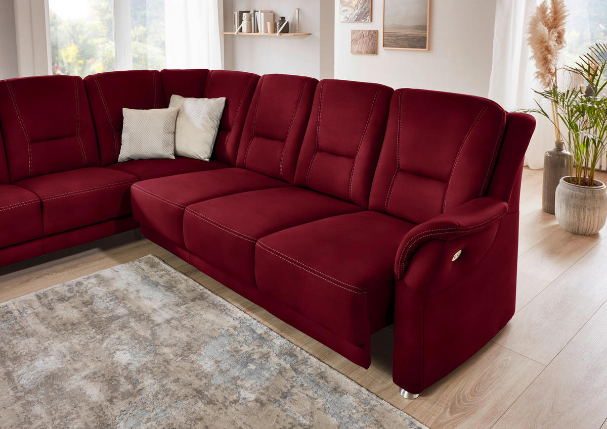 ECKSOFA in Mikrofaser Hellrot  - Hellrot/Beige, Konventionell, Textil/Metall (223/275cm) - Beldomo Comfort