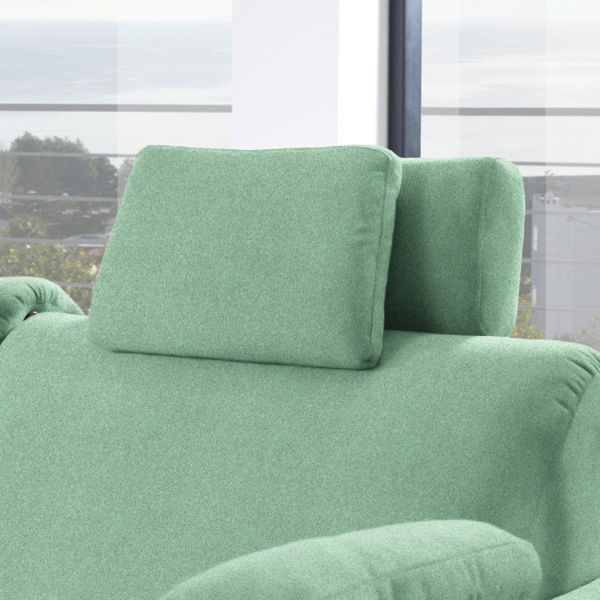 ECKSOFA in Flachgewebe Mintgrün  203/261 cm  - Eichefarben/Mintgrün, KONVENTIONELL, Holz/Textil (203/261cm) - Sedda