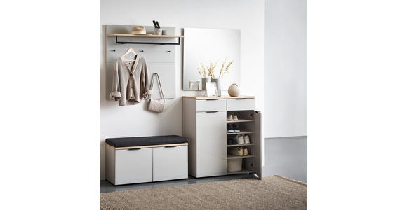 GARDEROBE 5-teilig in 200/197/40 cm - Kaschmir/Eichefarben, Design, Glas/Holzwerkstoff (200/197/40cm) - Voleo