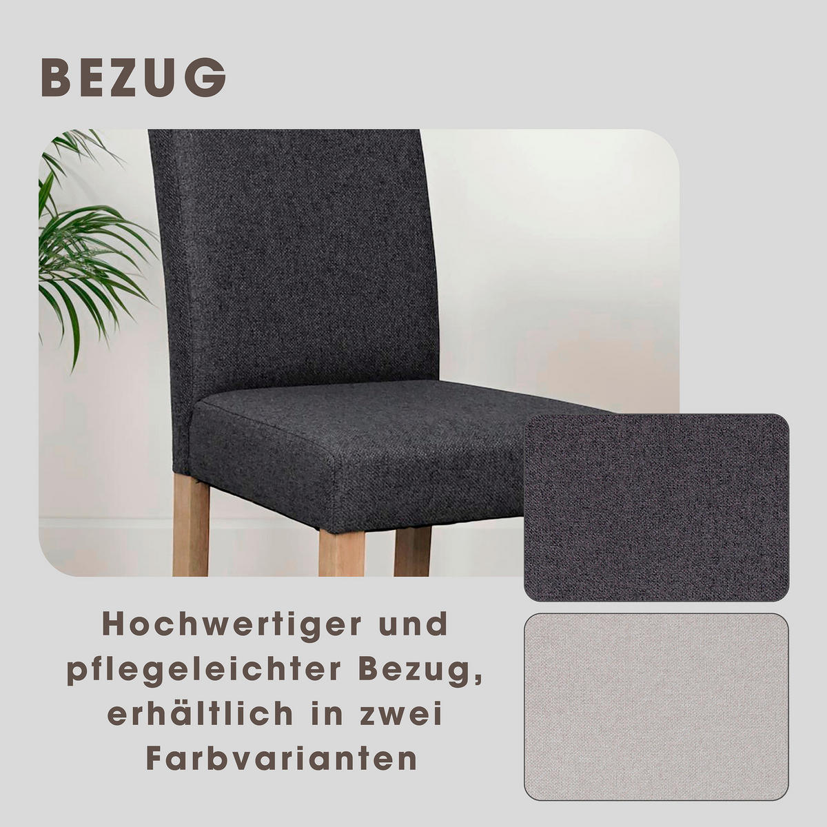 STUHL-SET - Dunkelgrau/Schwarz, MODERN, Holz/Textil (47/99,5/60cm) - MID.YOU