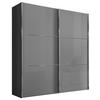 SCHWEBETÜRENSCHRANK 167/222/68 cm 2-türig Hellgrau, Dunkelgrau  - Chromfarben/Dunkelgrau, KONVENTIONELL, Glas/Holzwerkstoff (167/222/68cm) - Moderano