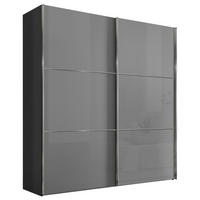 SCHWEBETÜRENSCHRANK  in Hellgrau, Dunkelgrau  - Chromfarben/Dunkelgrau, KONVENTIONELL, Glas/Holzwerkstoff (225/222/68cm) - Moderano