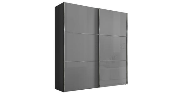 SCHWEBETÜRENSCHRANK 188/222/68 cm 2-türig  - Chromfarben/Dunkelgrau, KONVENTIONELL, Glas/Holzwerkstoff (188/222/68cm) - Moderano