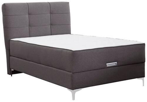 KÁRPITOZOTT ÁGY  szürkésbarna  - króm/szürkésbarna, Basics, faalapú anyag/textil (122/134/217cm) - Hom`in