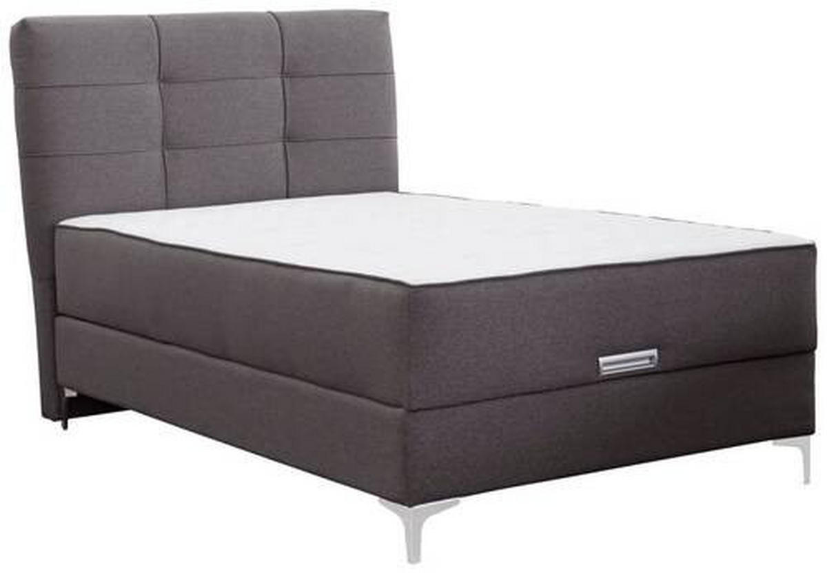 KÁRPITOZOTT ÁGY  szürkésbarna  - króm/szürkésbarna, Basics, faalapú anyag/textil (122/134/217cm) - Hom`in