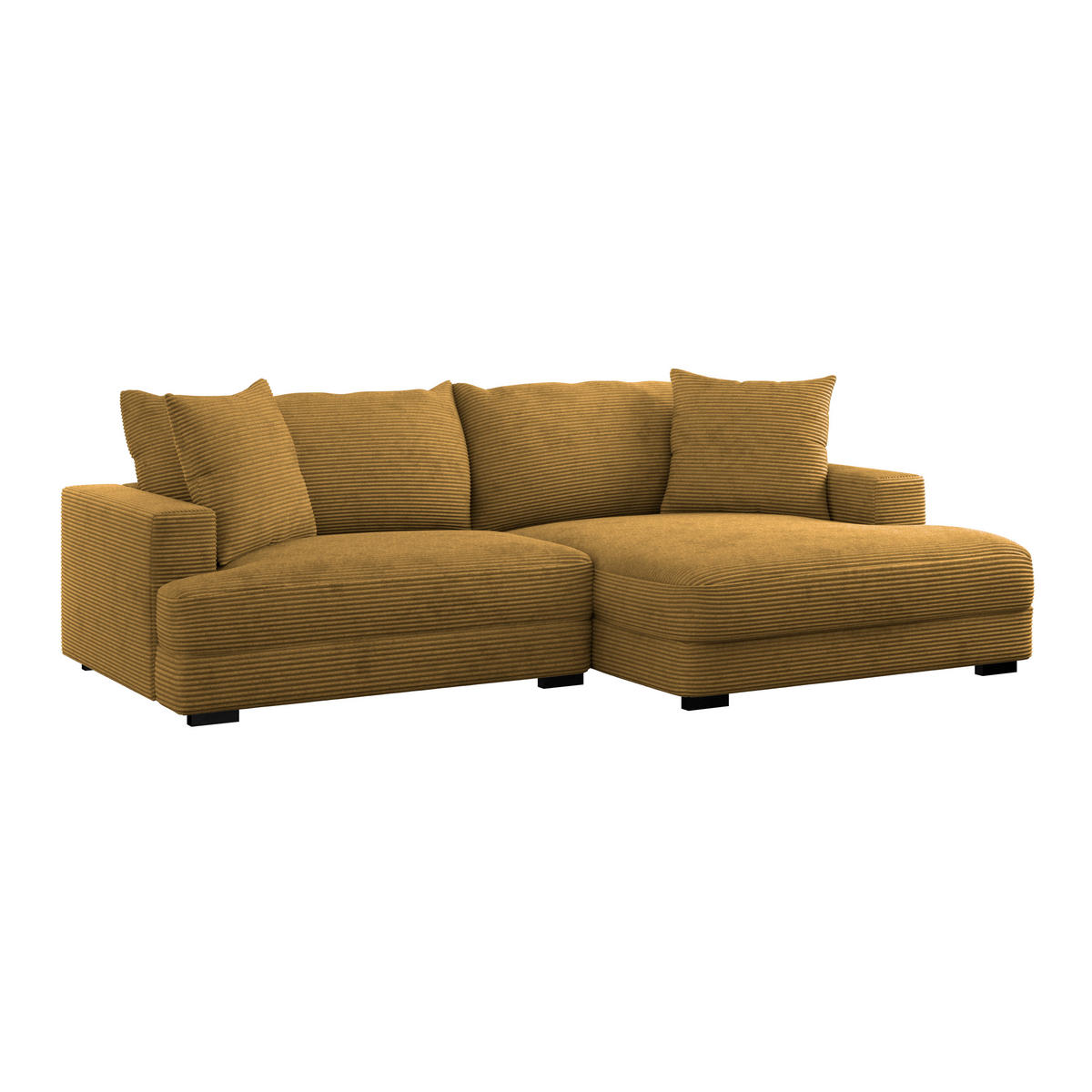 ECKSOFA Senfgelb Cord  - Senfgelb/Schwarz, MODERN, Textil (265/180cm) - P & B