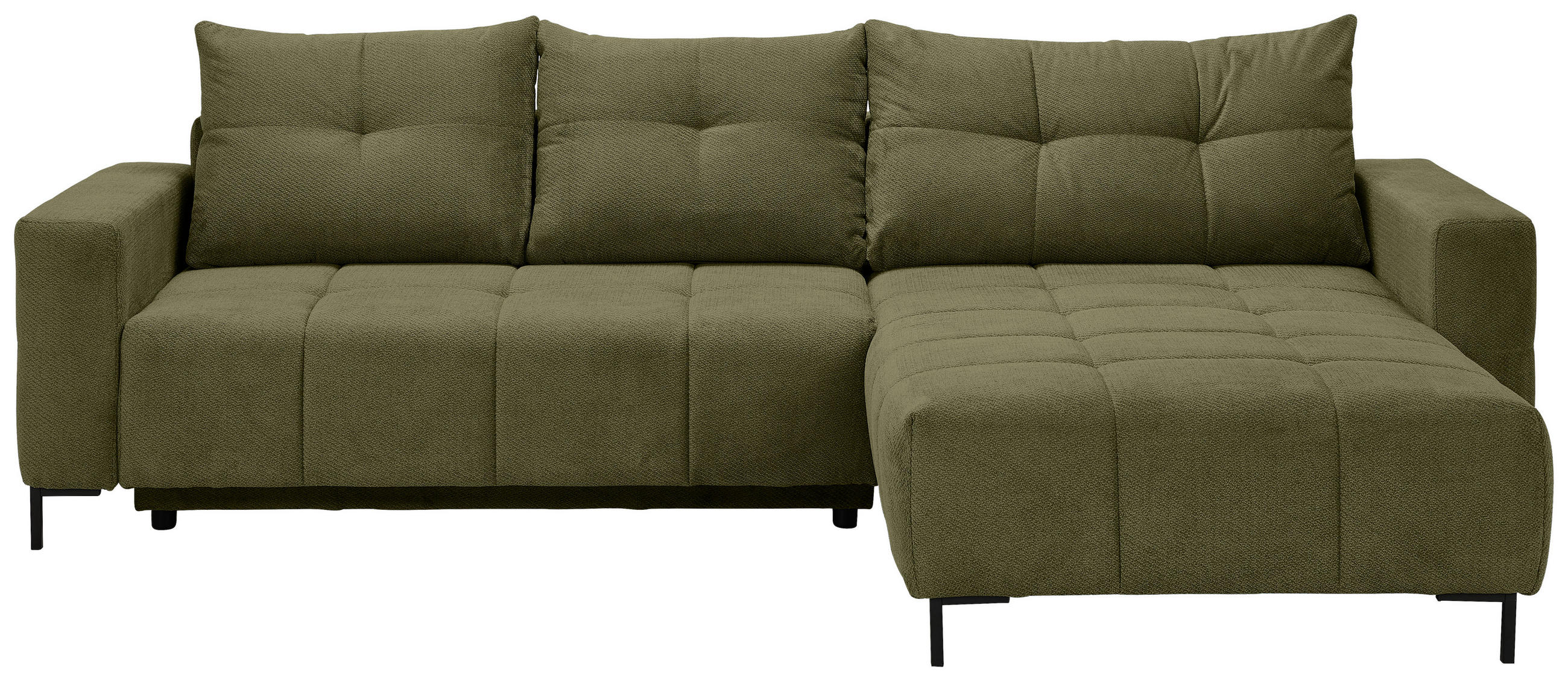ECKSOFA Olivgrün Webstoff  - Schwarz/Olivgrün, KONVENTIONELL, Textil/Metall (292/192cm) - Carryhome
