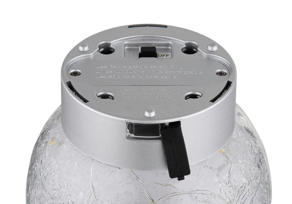 PUNJIVA STONA LAMPA - prozirna/srebrna, Osnovno, staklo/plastika (12/13,5cm)