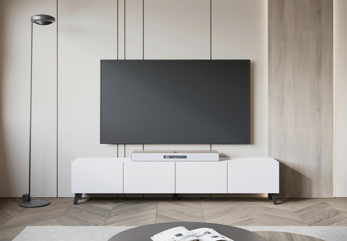 TV-BÄNK  i 190/40/32 cm  - vit/svart, Design, trämaterial/trä (190/40/32cm) - Livetastic