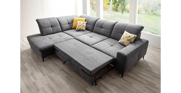 ECKSOFA in Chenille Grau  - Schwarz/Grau, Design, Textil/Metall (240/308cm) - Xora