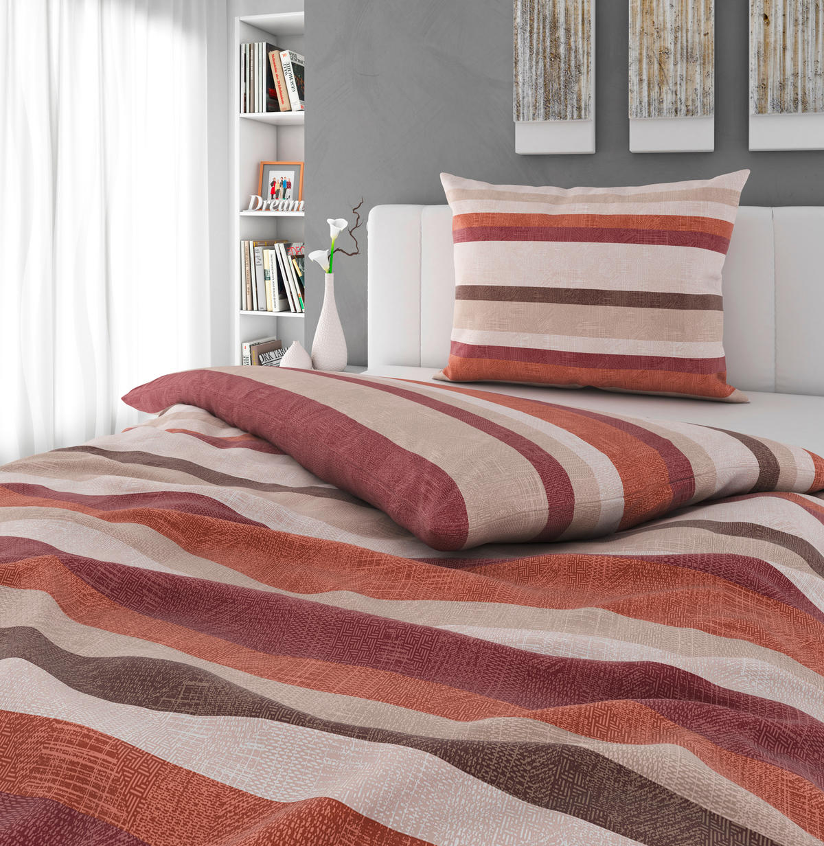 POSTELJINA 140/200 cm  NELE  - terakota, Konvencionalno, tekstil (140/200cm) - Esposa
