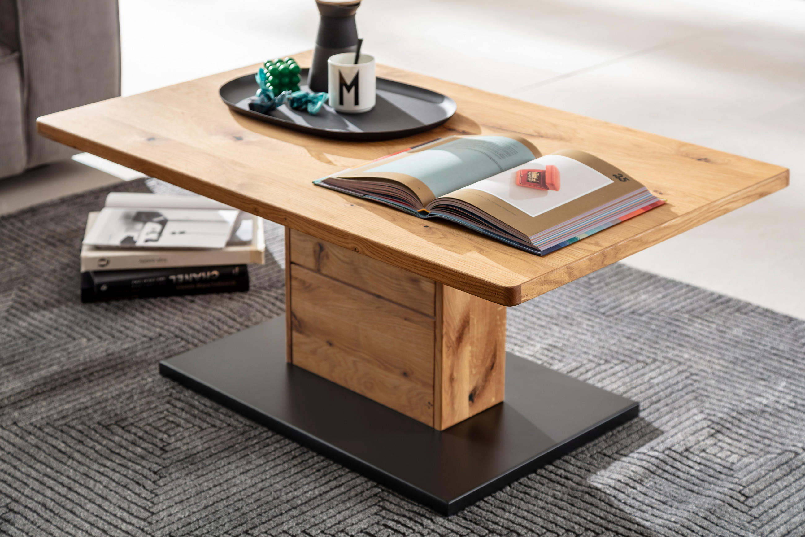 COUCHTISCH Wildeiche furniert, massiv rechteckig Wildeiche  - Wildeiche, Design, Holz/Holzwerkstoff (110/45/65cm) - MID.YOU