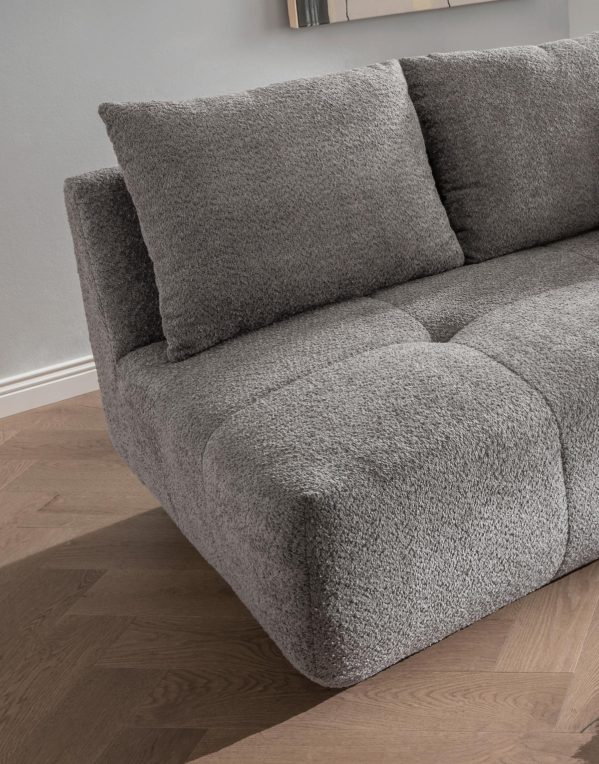 BIGSOFA Bouclé Anthrazit  - Anthrazit/Schwarz, MODERN, Kunststoff/Textil (323/91/155cm) - Livetastic