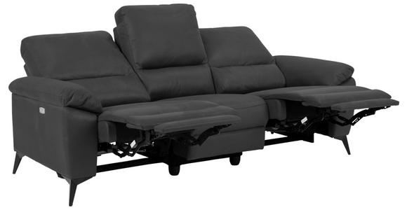3-SITZER-SOFA Lederlook, Mikrofaser Grau - Schwarz/Grau, KONVENTIONELL, Textil/Metall (215/102/96cm) - Carryhome