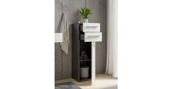 MIDISCHRANK 34/104/31 cm  - Chromfarben/Weiß Hochglanz, KONVENTIONELL, Holzwerkstoff/Kunststoff (34/104/31cm) - Xora