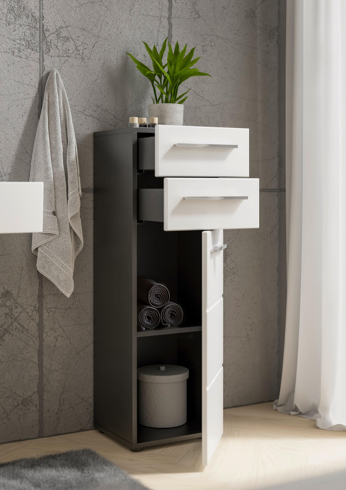 MIDISCHRANK 34/104/31 cm  - Chromfarben/Weiß Hochglanz, KONVENTIONELL, Holzwerkstoff/Kunststoff (34/104/31cm) - Xora