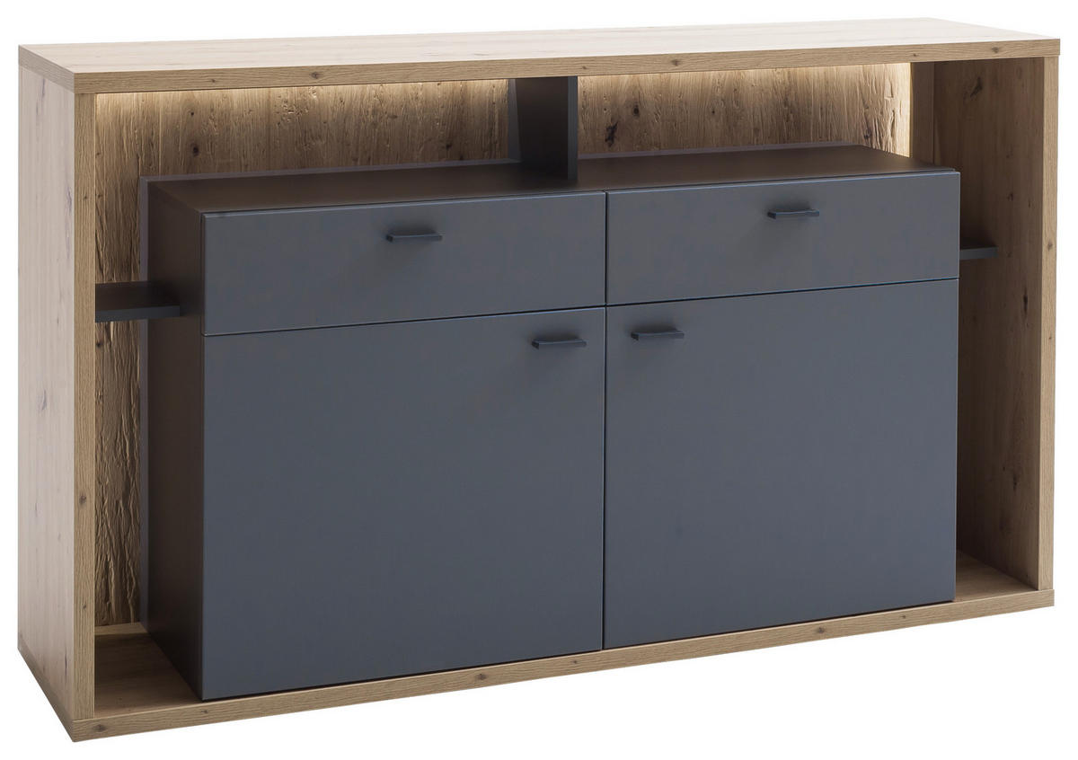 SIDEBOARD Colombo  in 156/91/40 cm  - Eichefarben/Grau, Design, Holzwerkstoff/Metall (156/91/40cm) - MID.YOU