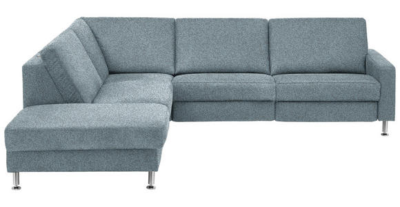 ECKSOFA in Mikrofaser Blau 242/275 cm - Blau/Alufarben, Design, Textil/Metall (242/275cm) - Dieter Knoll