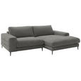 ECKSOFA  in Flachgewebe Hellgrau  253/177 cm  - Hellgrau/Schwarz, Design, Textil/Metall (253/177cm) - Dieter Knoll