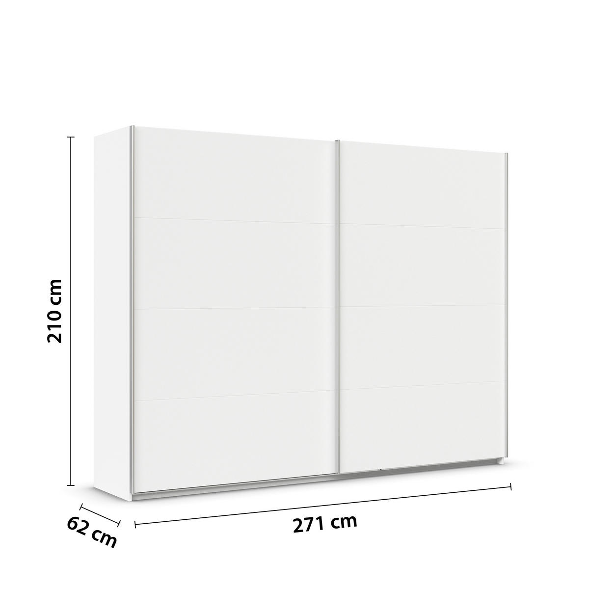SCHWEBETÜRENSCHRANK  in Weiß  - Alufarben/Weiß, KONVENTIONELL, Holzwerkstoff/Metall (271/210/62cm) - Xora
