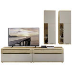 WOHNWAND  in Grau, Eichefarben  270/215/45 cm  - Eichefarben/Schwarz, KONVENTIONELL, Glas/Holzwerkstoff (270/215/45cm) - Venda