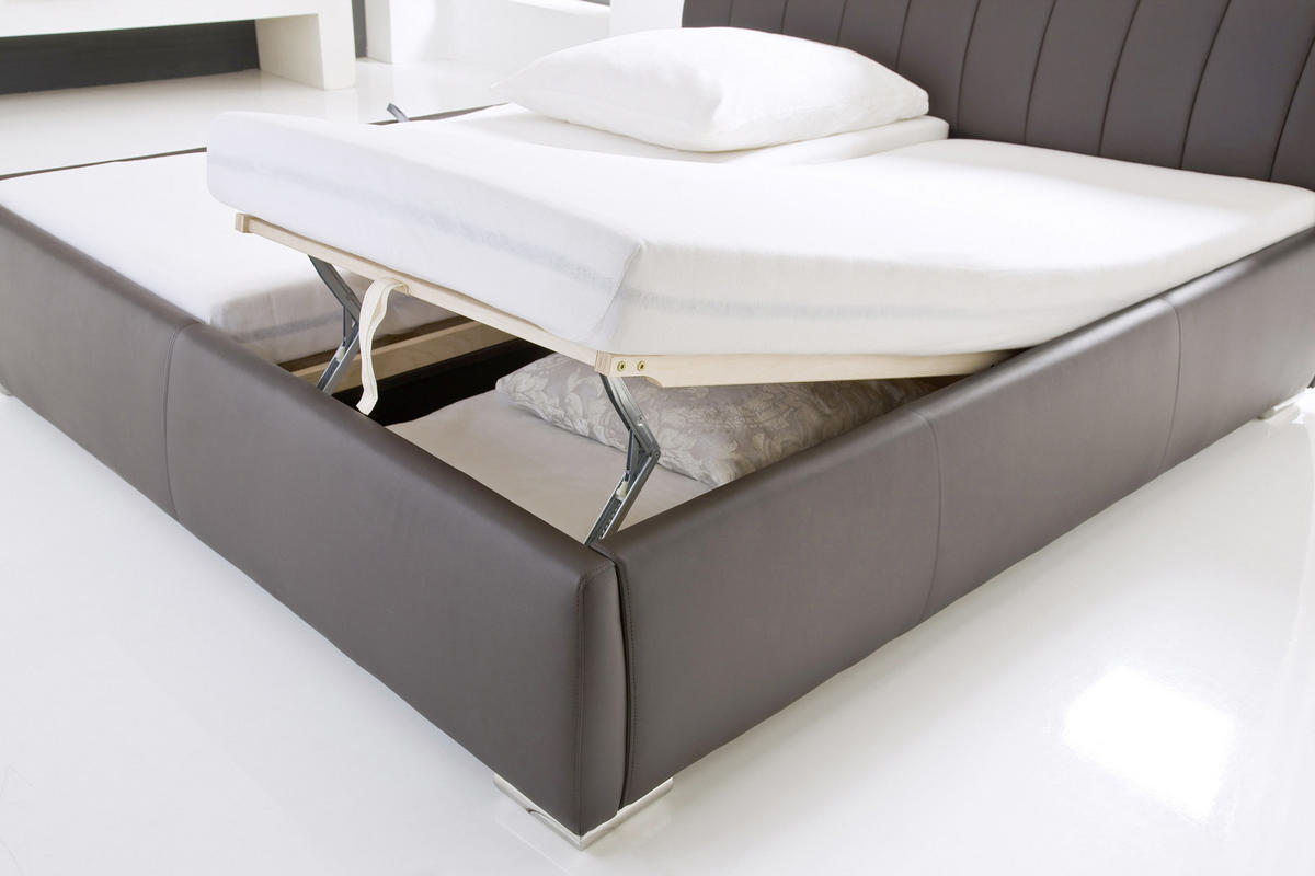 POLSTERBETT 180/200 cm  in Braun  - Chromfarben/Braun, Design, Holz/Textil (180/200cm) - Xora