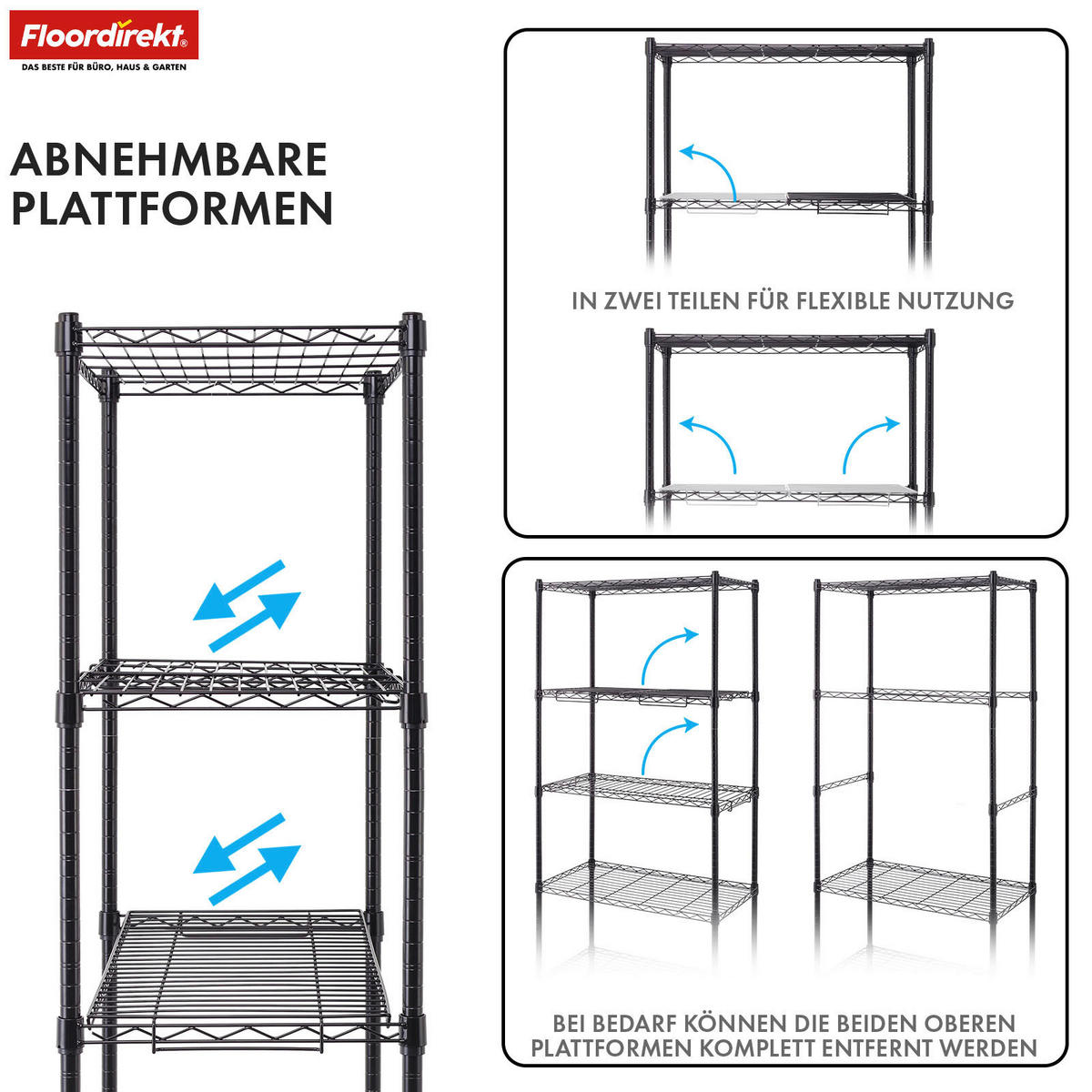 SCHWERLASTREGAL 75/170/40 cm  - Schwarz, Basics, Metall (75/170/40cm) - Floordirekt