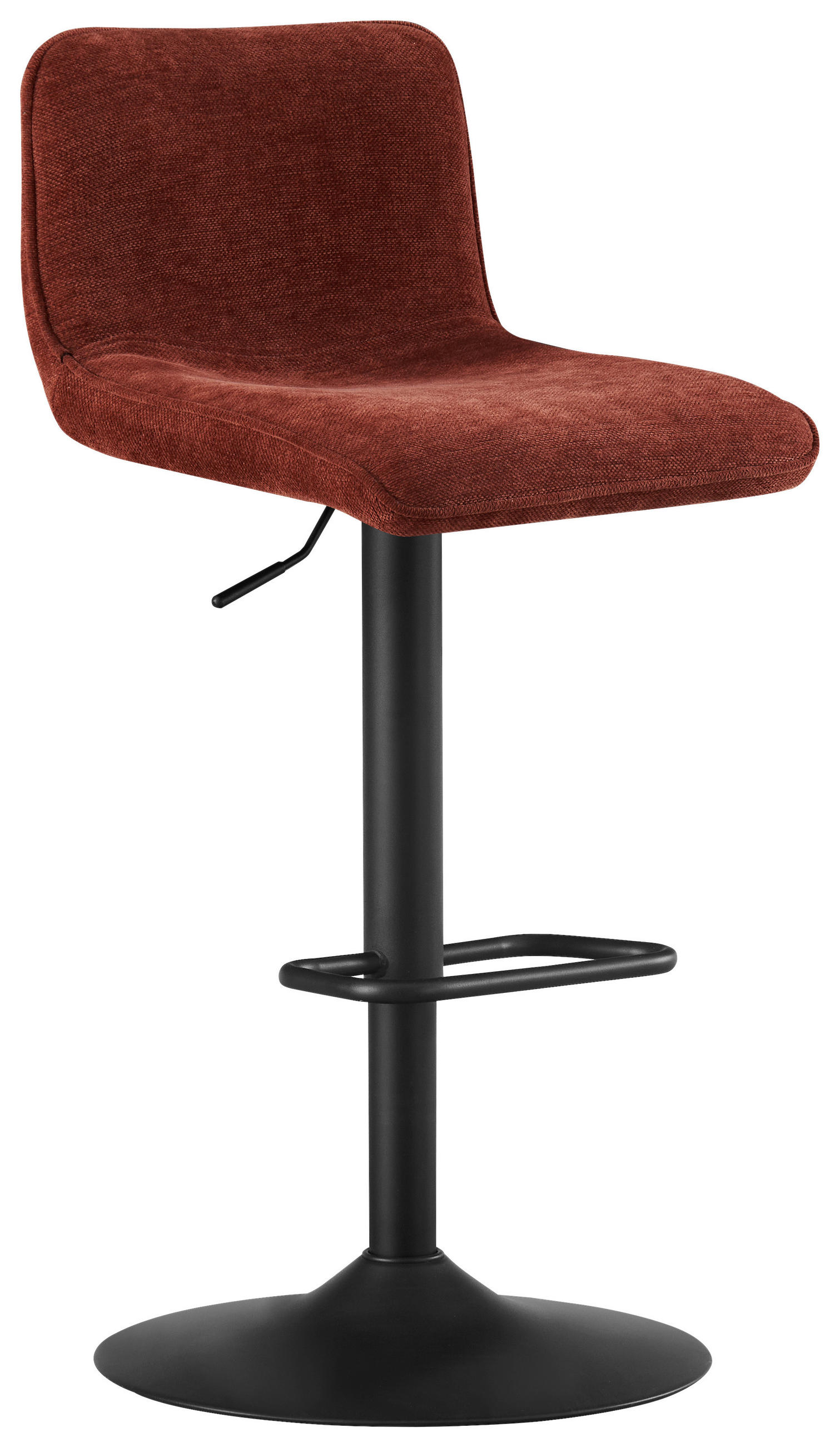 BARHOCKER Webstoff Schwarz, Rotbraun Eisen Stoffauswahl, Sitzfläche 360° drehbar  - Rotbraun/Schwarz, Design, Textil/Metall (45/88-109,5/50cm) - home24