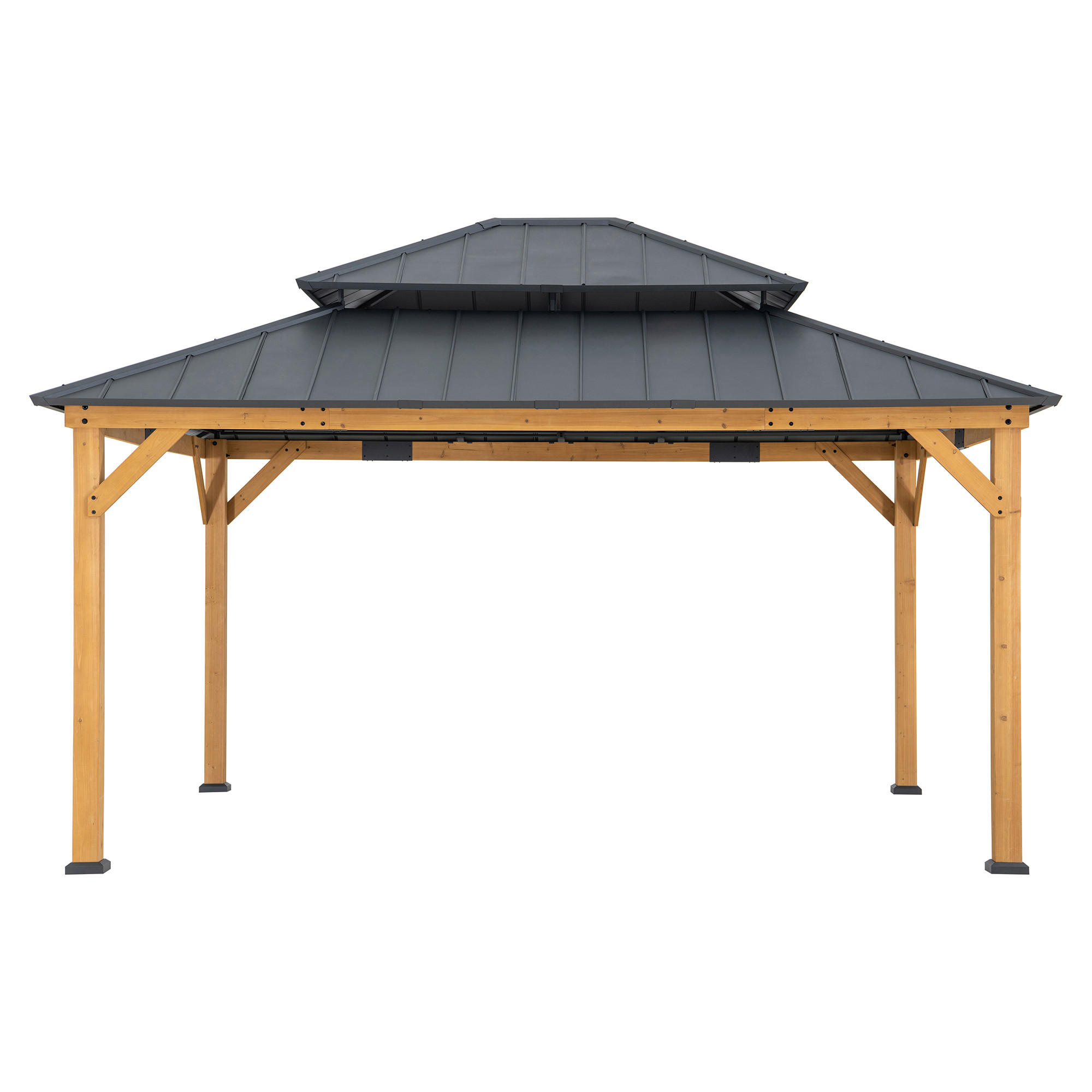 PAVILLON 390/320/450 cm  - Anthrazit/Naturfarben, Basics, Holz/Metall (390/320/450cm) - Modante