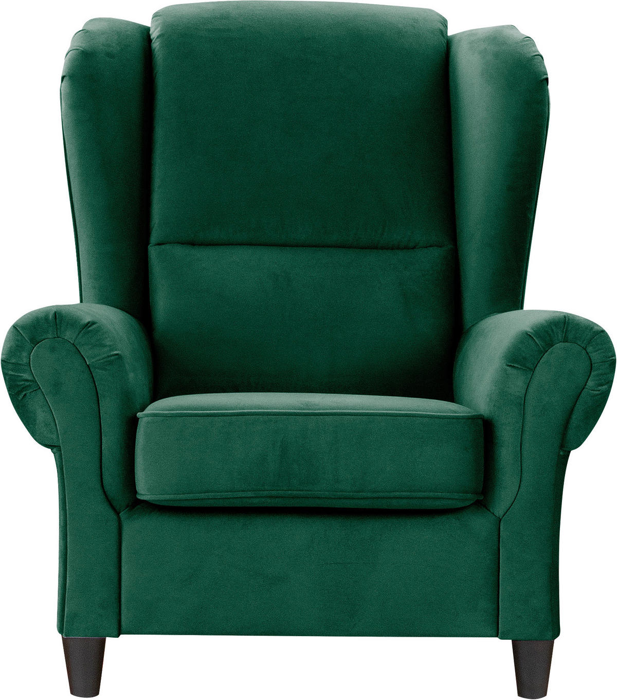 OHRENSESSEL in Plüsch Grün  - Schwarz/Grün, Design, Holz/Textil (94/112/92cm) - MID.YOU