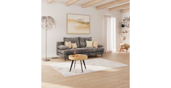 SCHLAFSOFA Chenille Graphitfarben Rückenkissen, Armlehnenkissen, Bettkasten, Schlaffunktion, Rücken echt  - Schwarz/Graphitfarben, KONVENTIONELL, Textil/Metall (203/94/96cm) - Carryhome