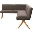 ECKBANK 172/218 cm Webstoff Braun Eiche vollmassiv   - Eichefarben/Braun, KONVENTIONELL, Holz/Textil (172/218cm) - Linea Natura