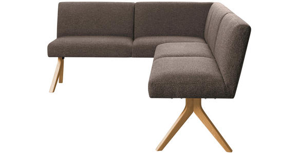 ECKBANK 172/218 cm Webstoff Braun Eiche vollmassiv   - Eichefarben/Braun, KONVENTIONELL, Holz/Textil (172/218cm) - Linea Natura