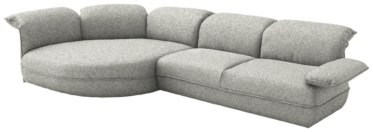 ECKSOFA Chenille Ecru  - Ecru/Schwarz, Design, Kunststoff/Textil (154/343cm) - Koinor