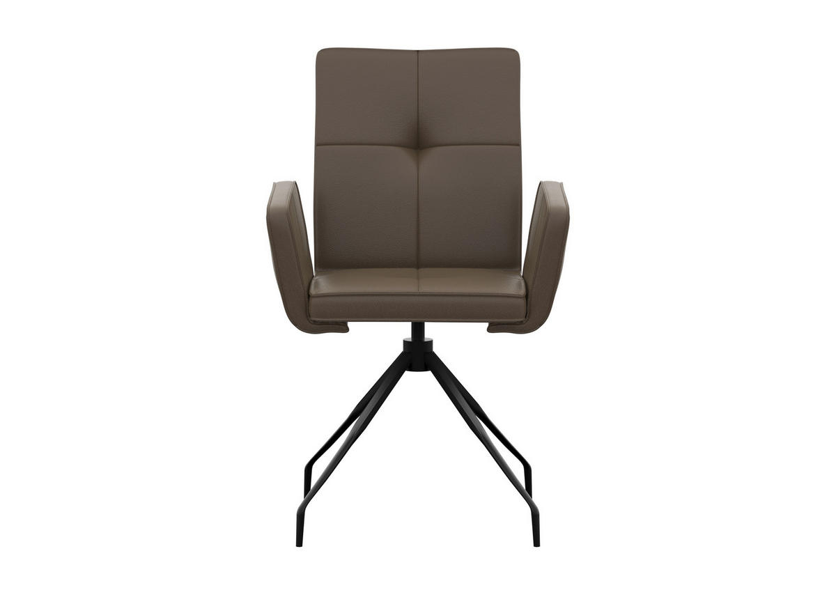 ARMLEHNSTUHL  in Stahl Echtleder pigmentiert  - Schwarz/Grau, Design, Leder/Metall (65/91/58cm) - Moderano